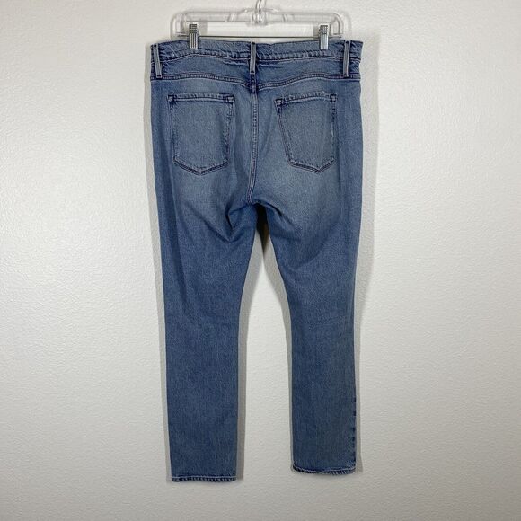 Frame Jeans Womens Size 31 Le Garcon Beldon Rip Destroyed Cropped Blue Denim - Picture 6 of 12
